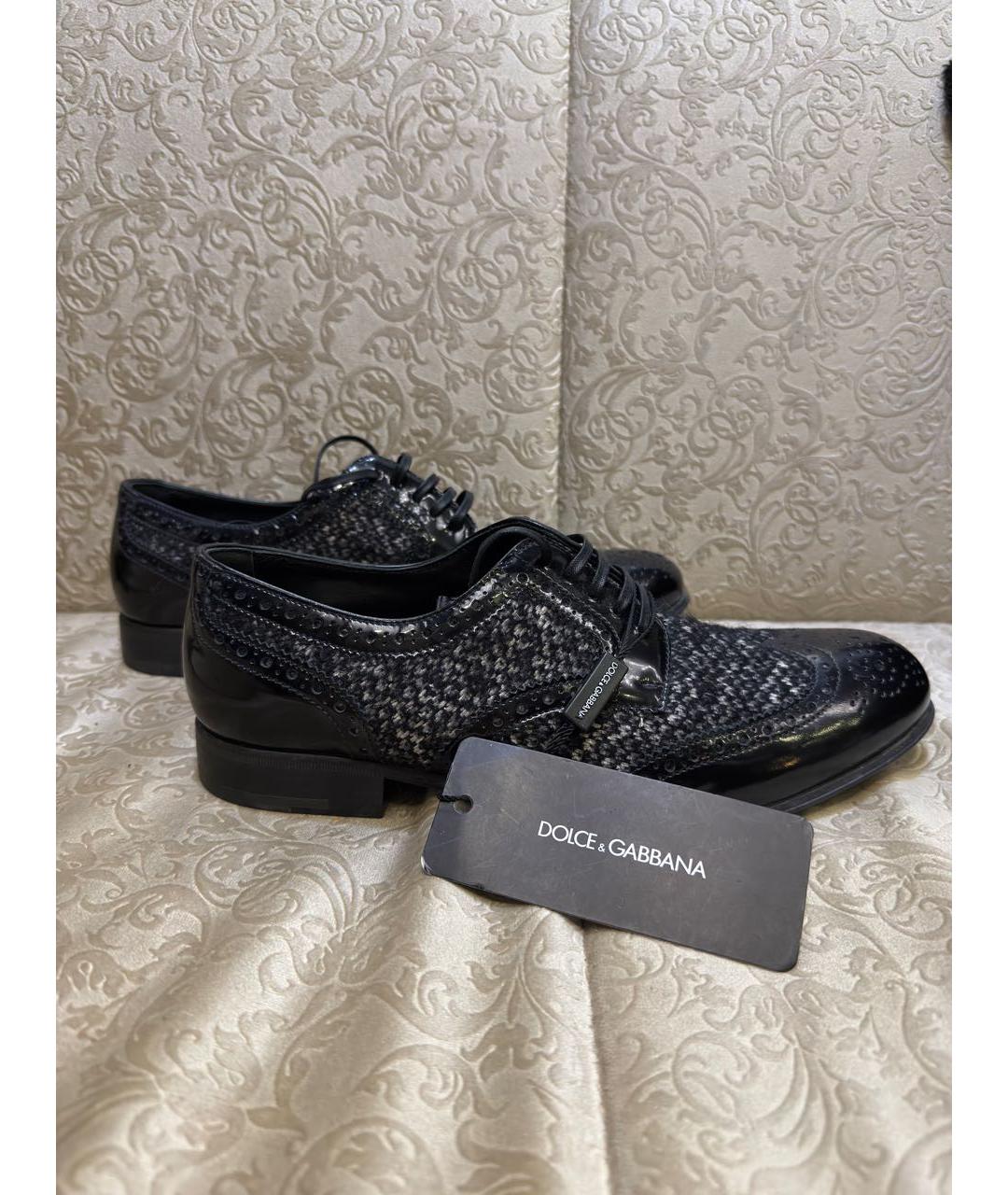 DOLCE&GABBANA Черные кожаные ботинки, фото 8