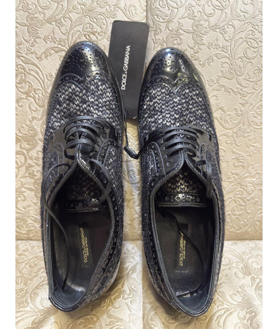 DOLCE&GABBANA Черные кожаные ботинки, фото 3
