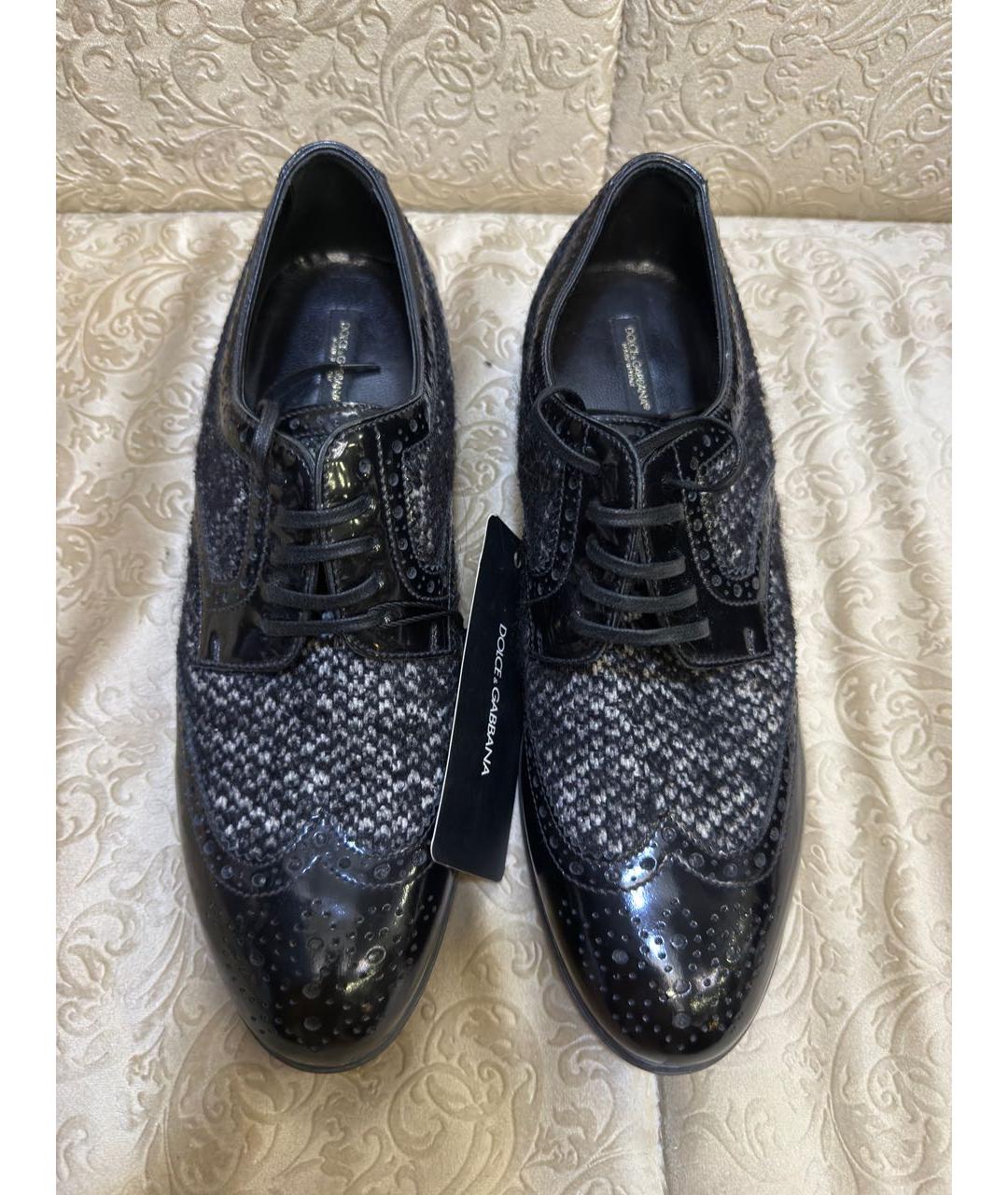 DOLCE&GABBANA Черные кожаные ботинки, фото 2