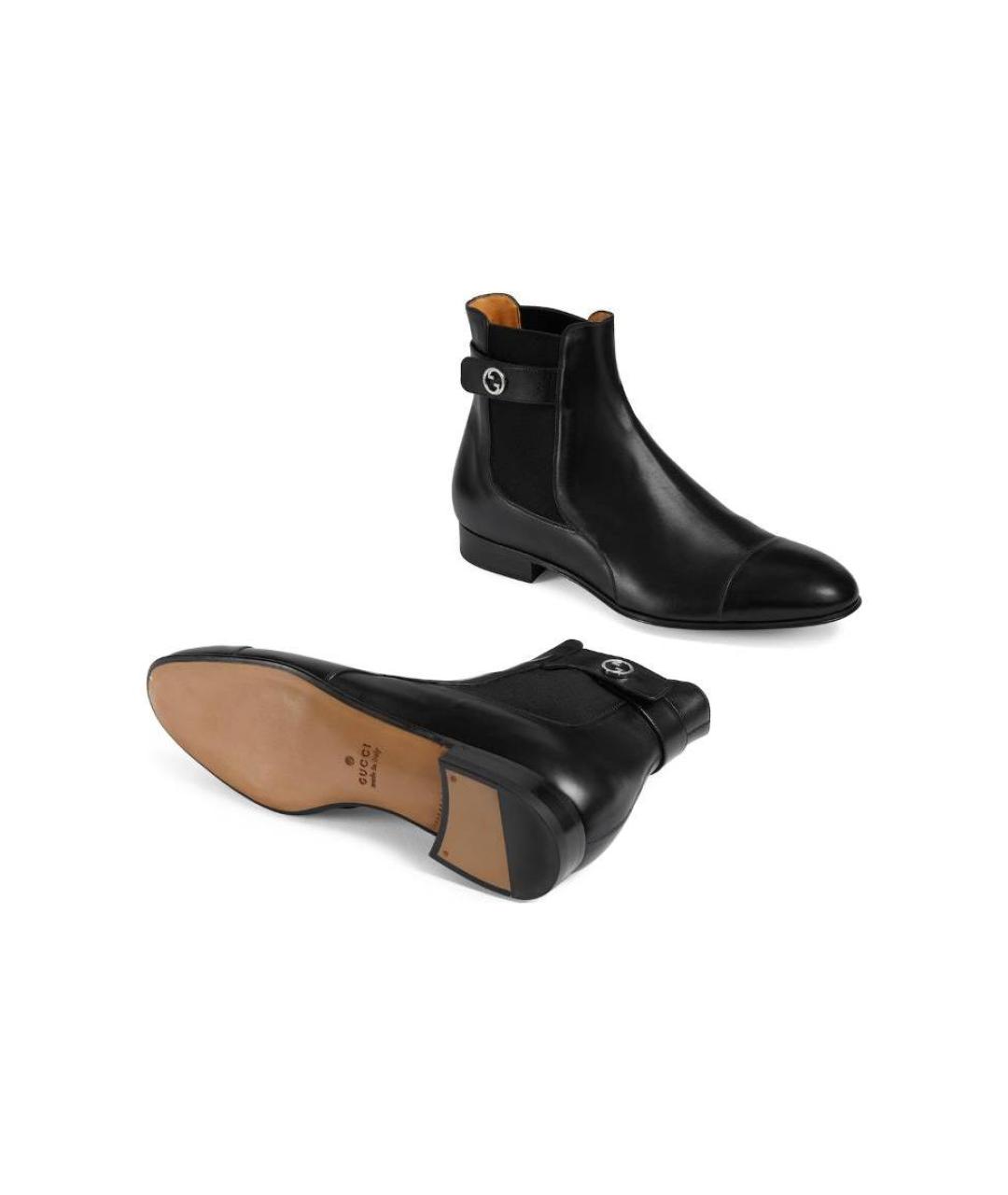 GUCCI Черные кожаные низкие ботинки, фото 5