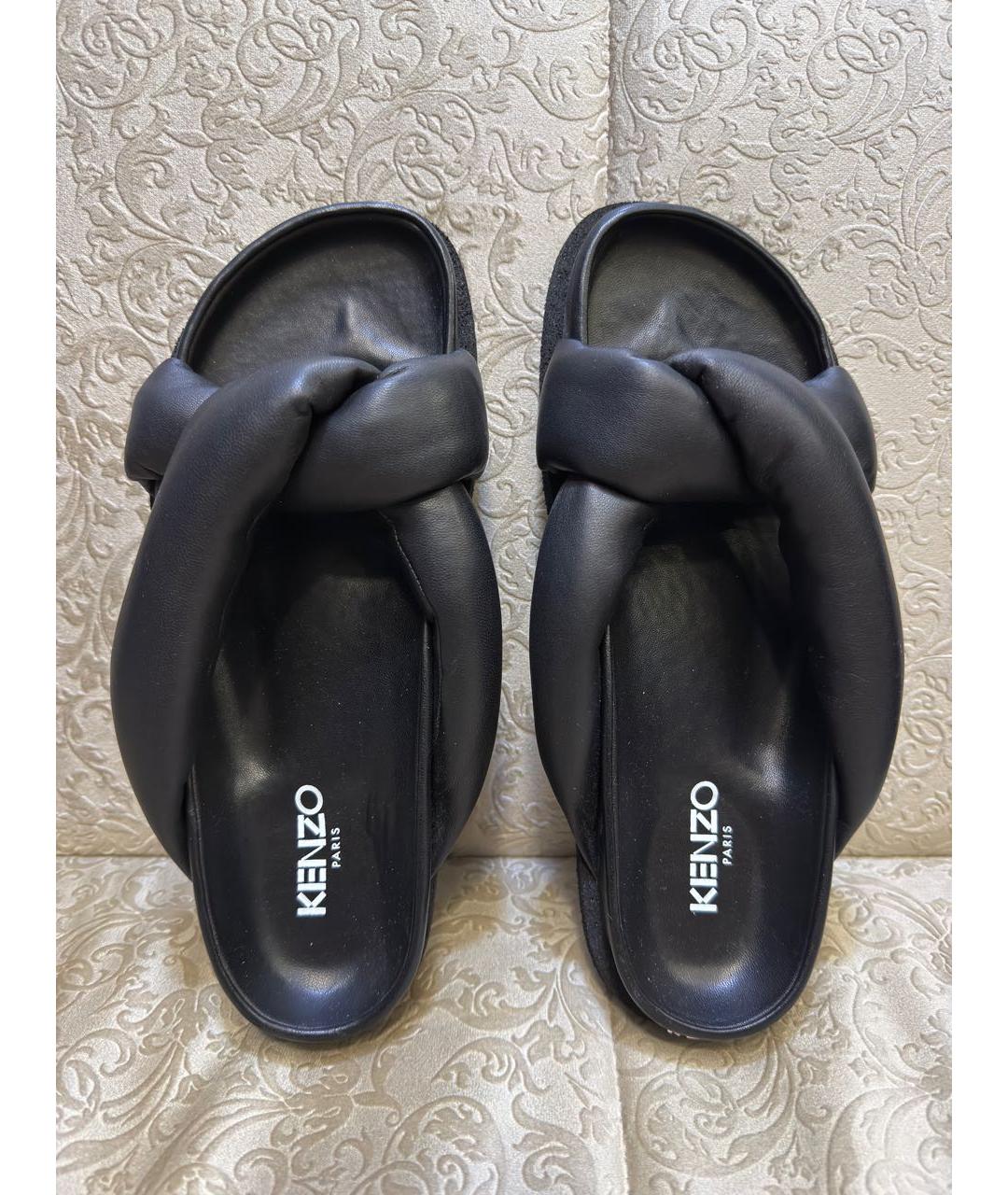 KENZO Черные кожаные сандалии, фото 3