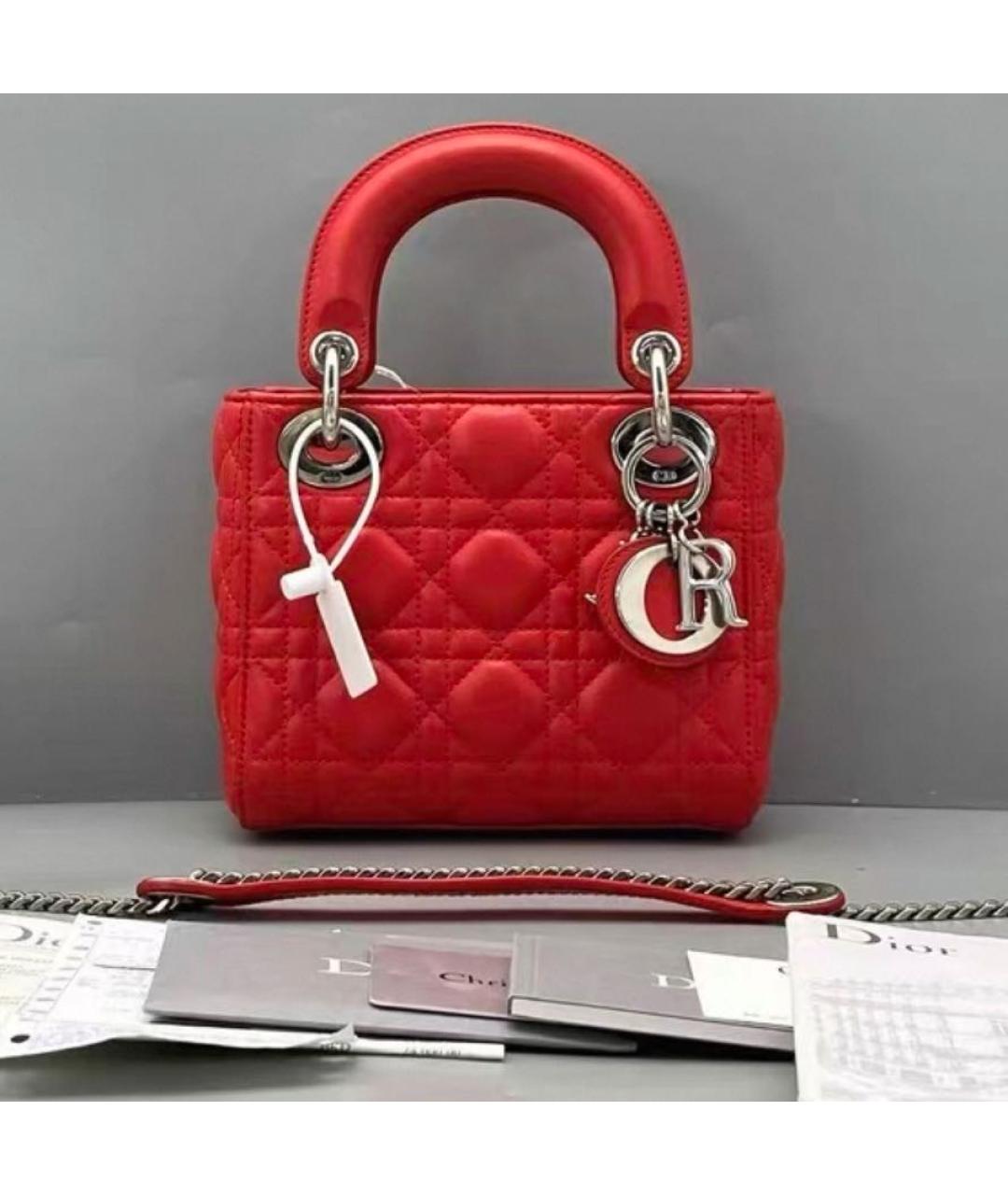 CHRISTIAN DIOR Красная кожаная сумка через плечо, фото 8