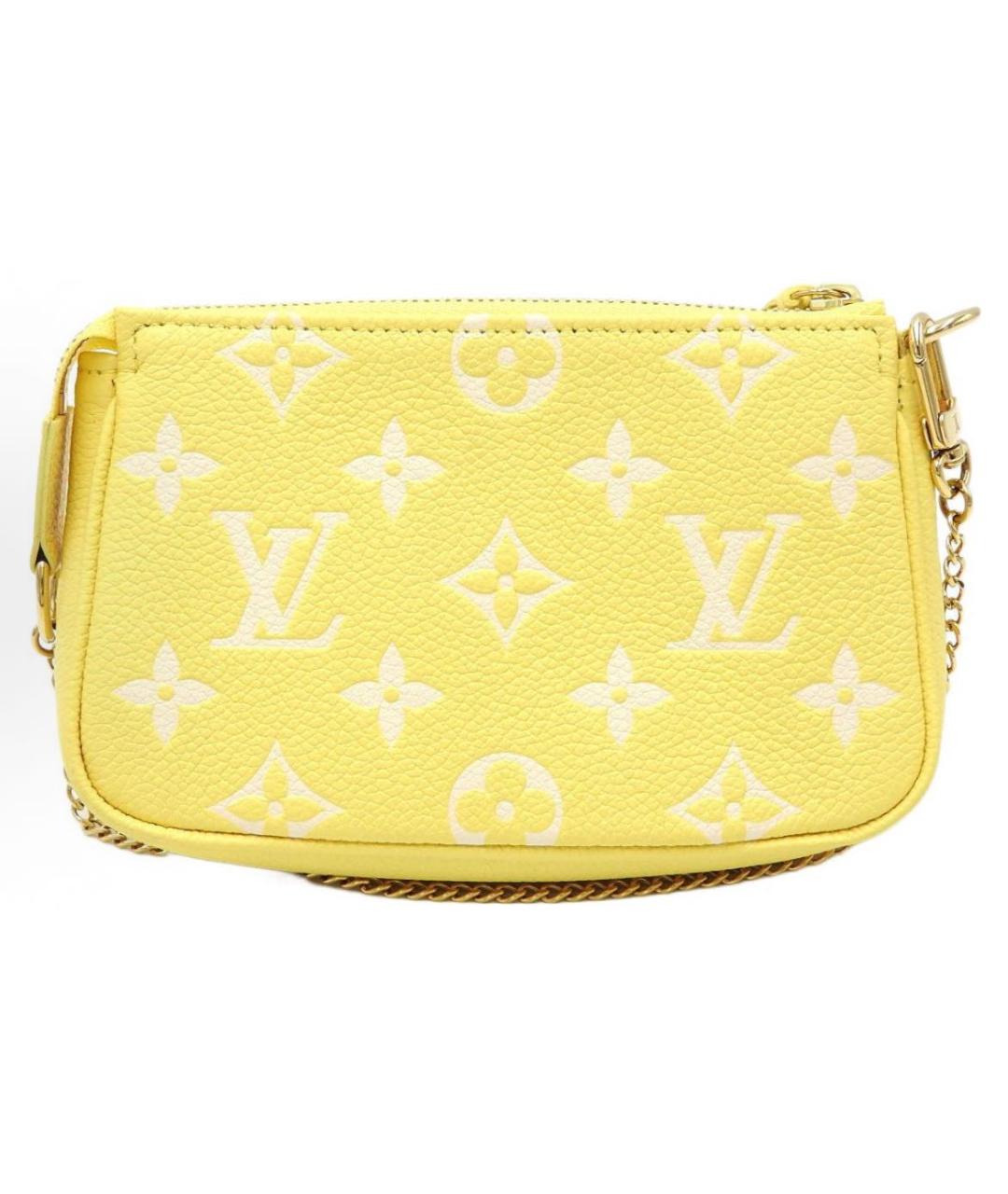 LOUIS VUITTON Желтая кожаная сумка с короткими ручками, фото 3