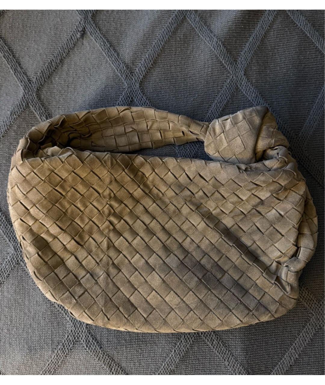 BOTTEGA VENETA Хаки замшевая сумка с короткими ручками, фото 3