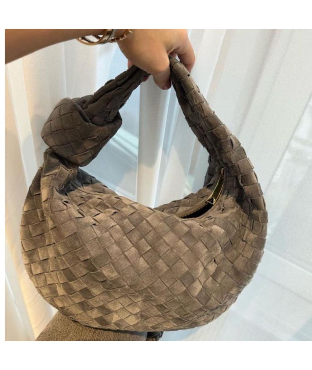 BOTTEGA VENETA Хаки замшевая сумка с короткими ручками, фото 2
