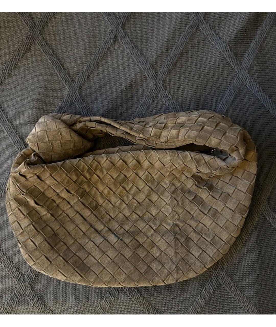 BOTTEGA VENETA Хаки замшевая сумка с короткими ручками, фото 5