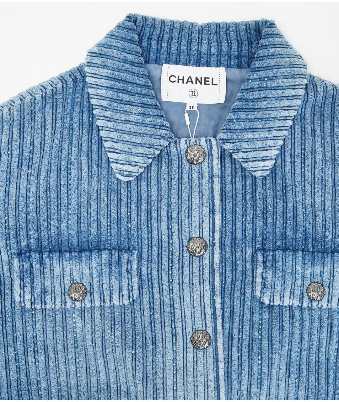CHANEL Голубая хлопковая куртка, фото 2