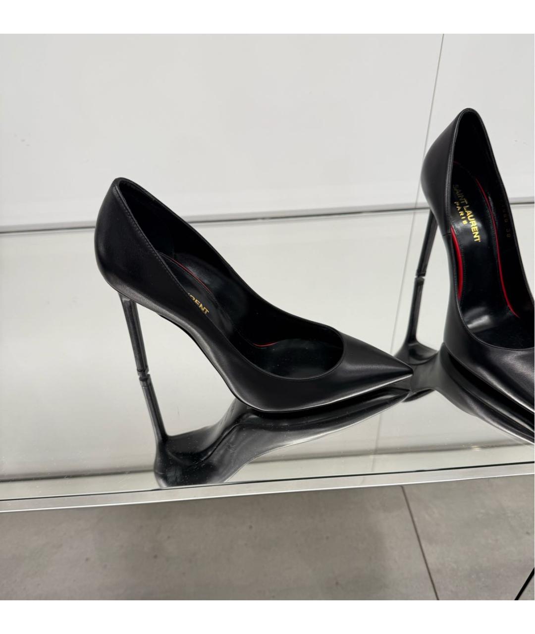SAINT LAURENT Черные кожаные туфли, фото 2