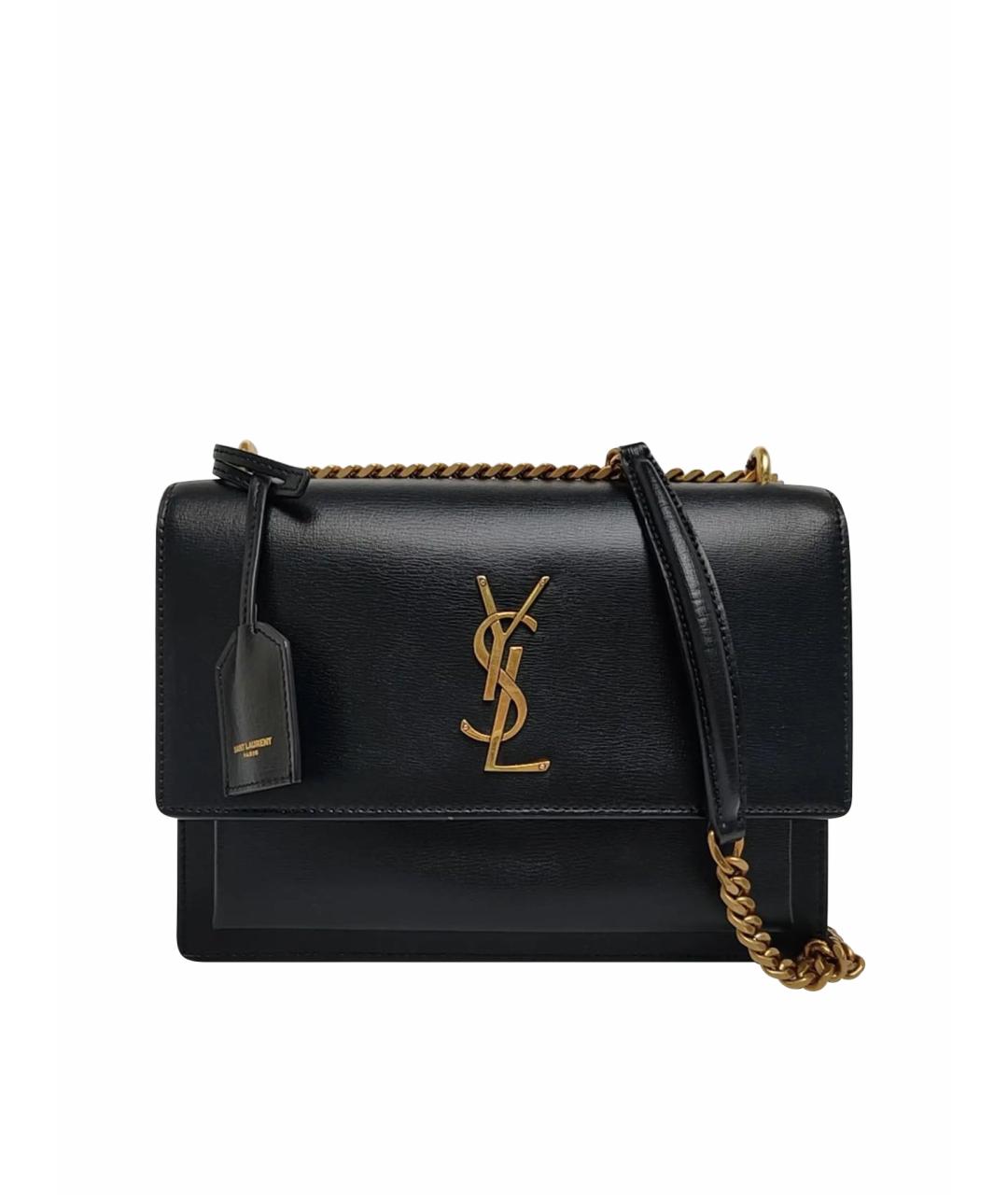 SAINT LAURENT Черная кожаная сумка через плечо, фото 1
