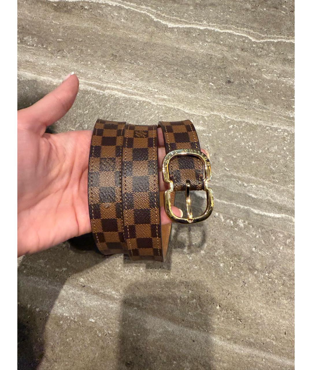 LOUIS VUITTON Коричневый кожаный ремень, фото 2