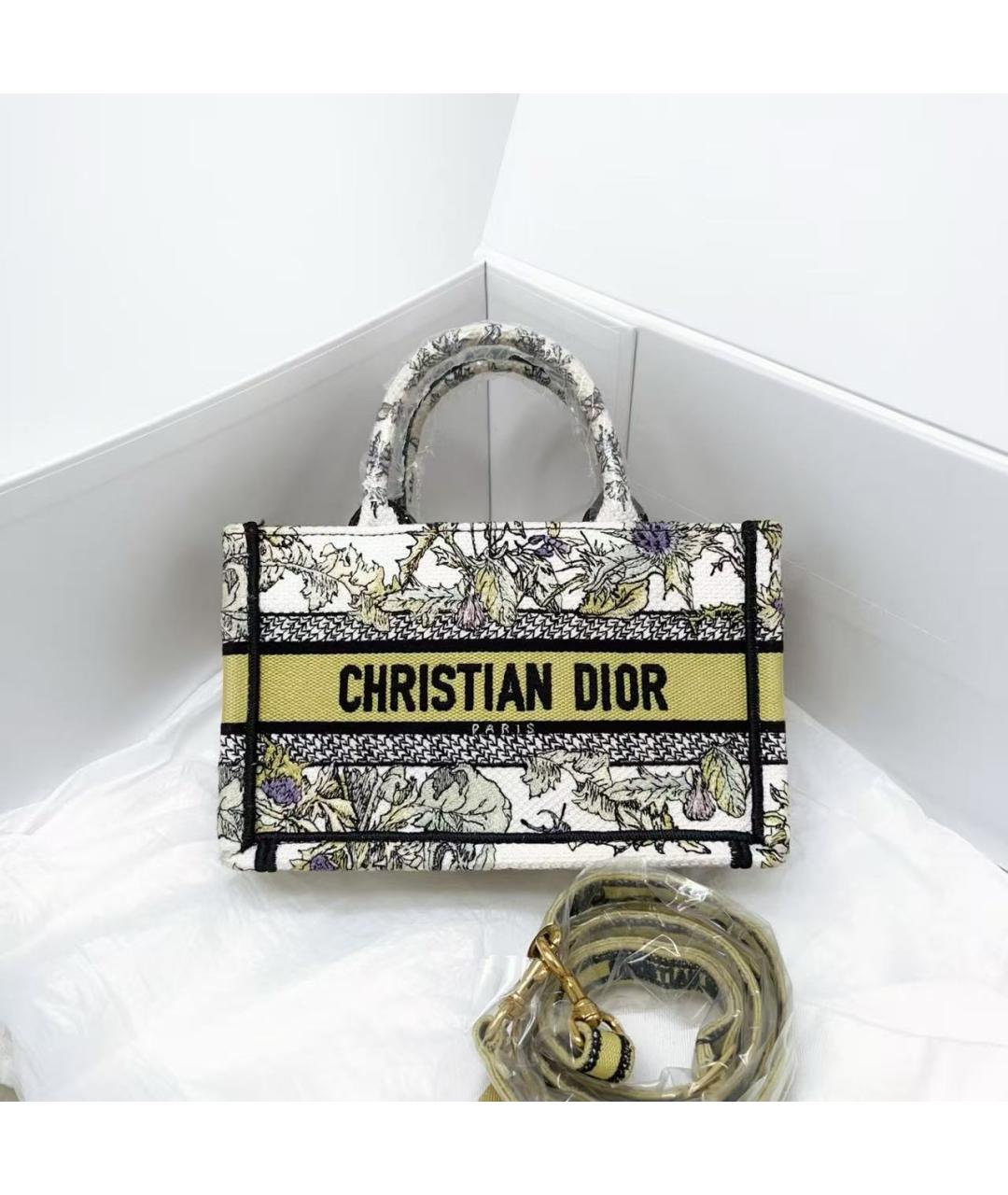 CHRISTIAN DIOR Желтая тканевая сумка через плечо, фото 2