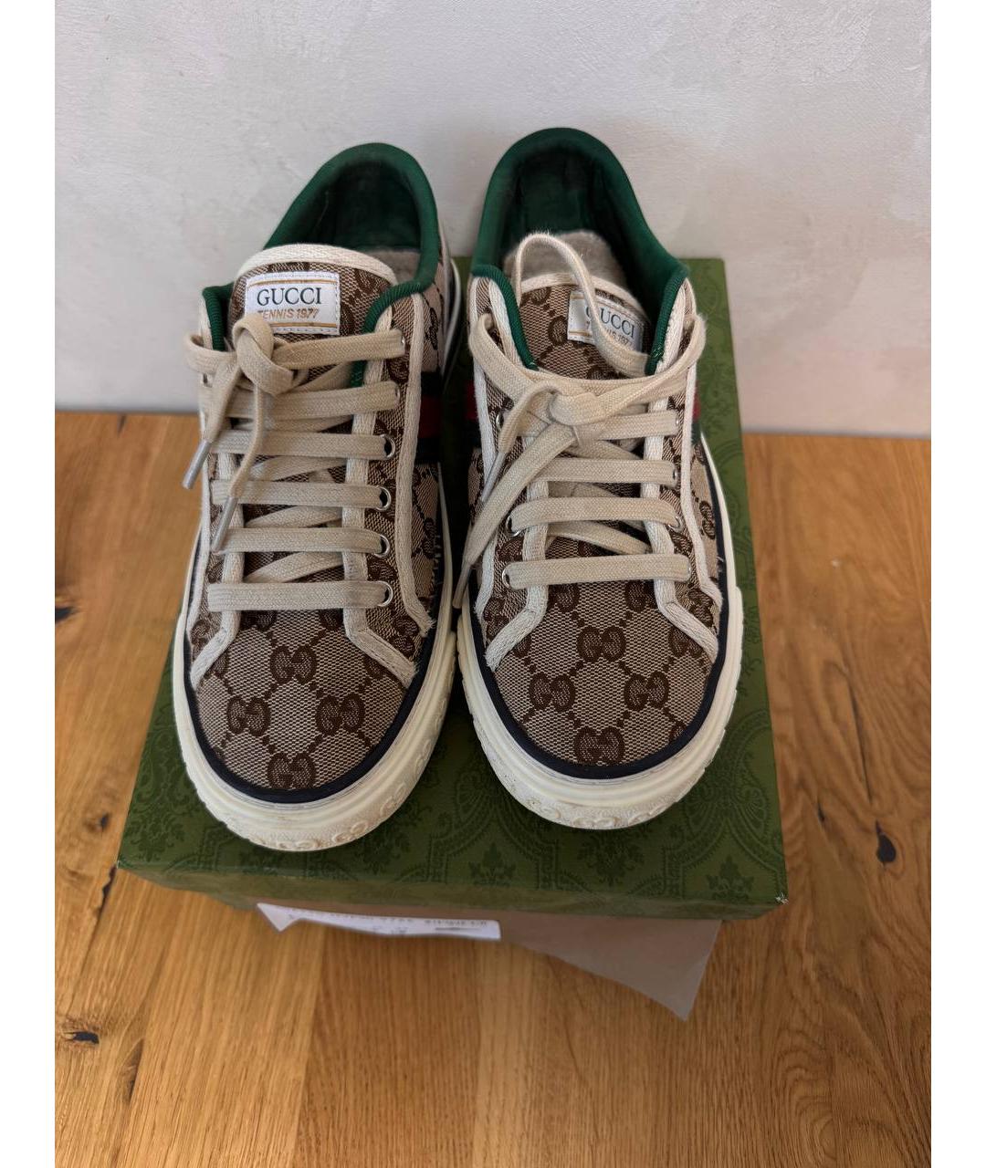 GUCCI Бежевые текстильные кеды, фото 2