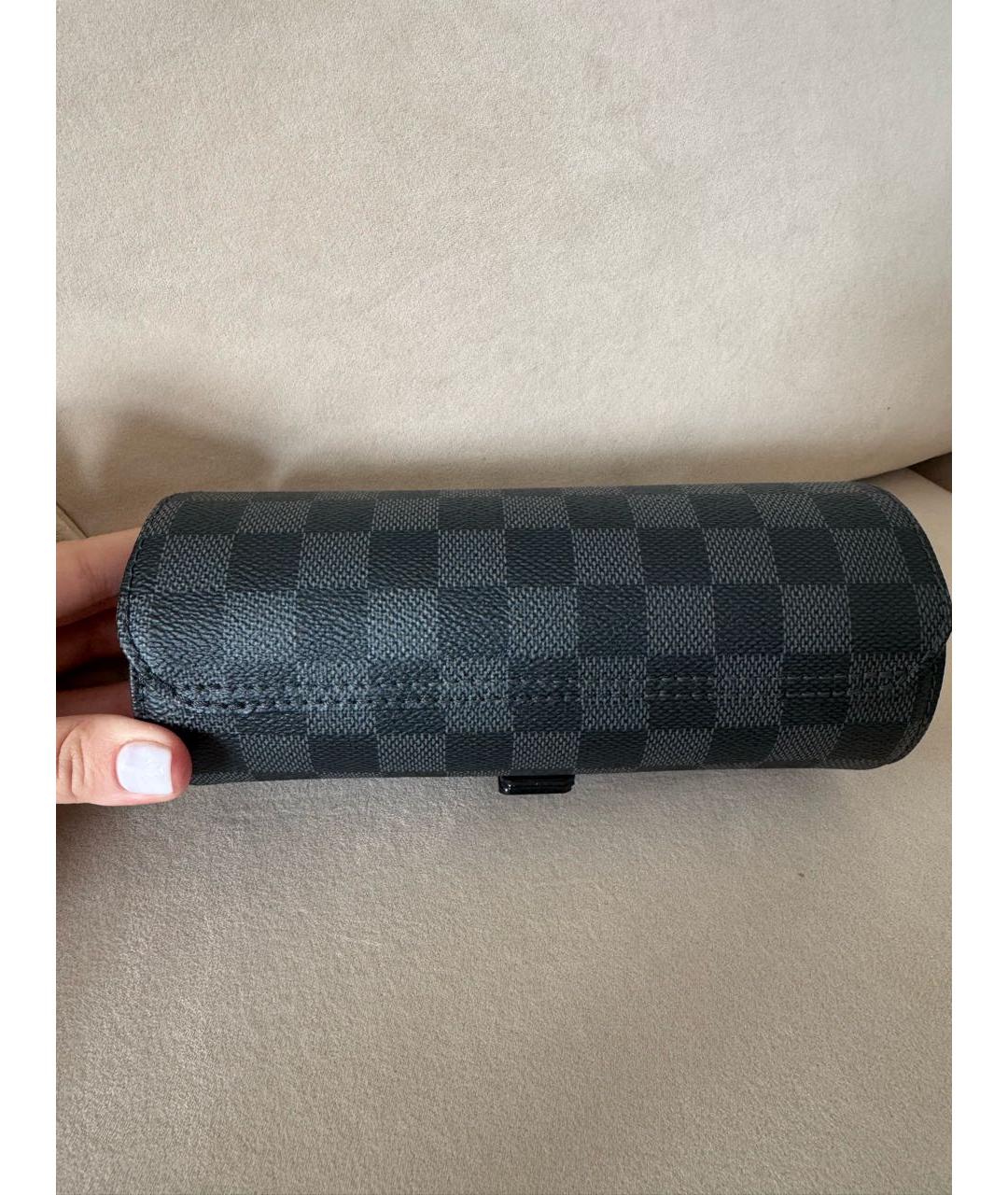LOUIS VUITTON Черный кожаный кошелек, фото 2