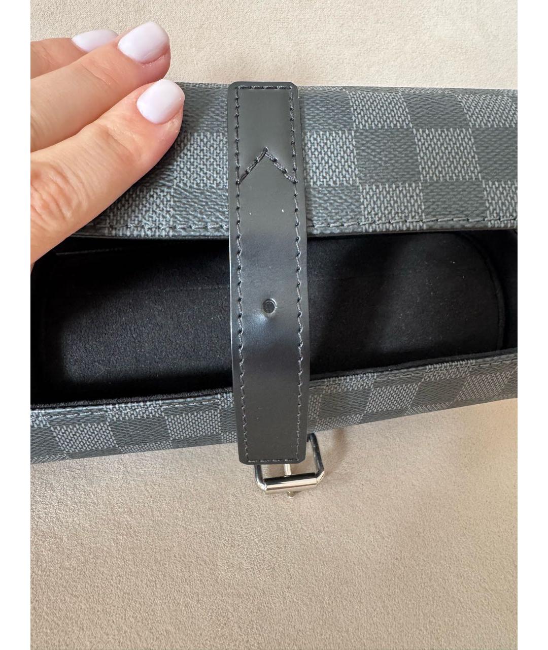 LOUIS VUITTON Черный кожаный кошелек, фото 6