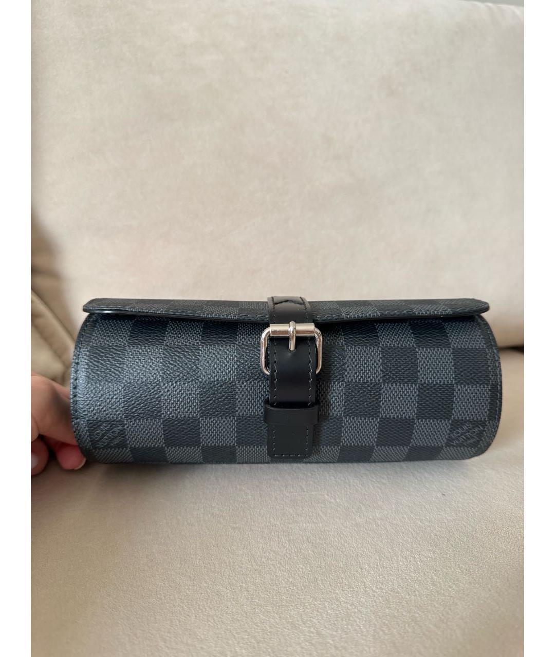 LOUIS VUITTON Черный кожаный кошелек, фото 8