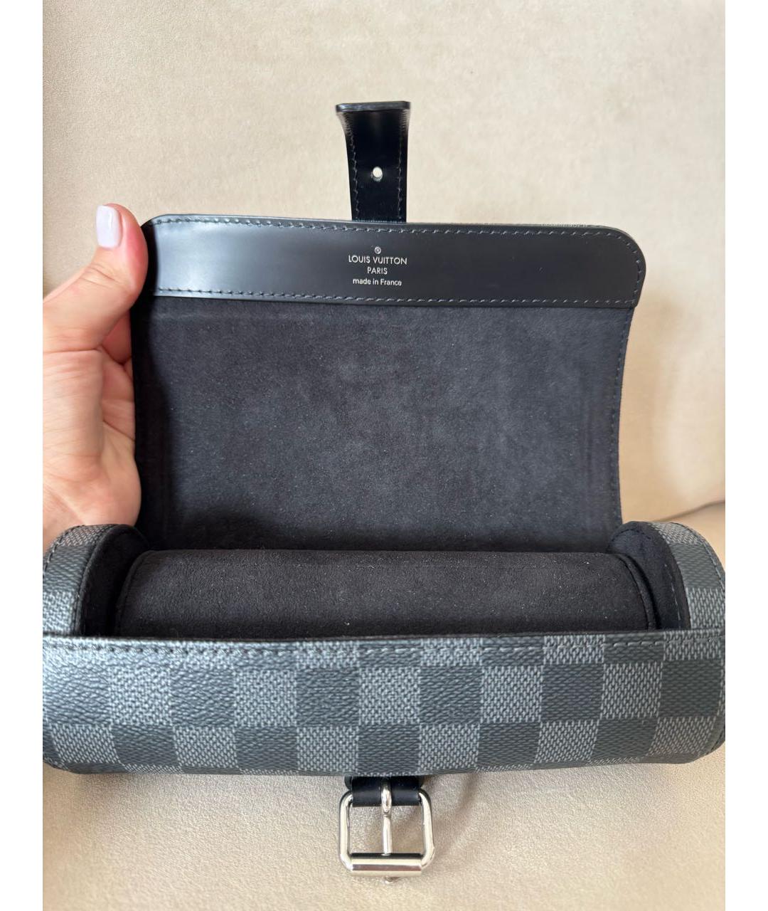 LOUIS VUITTON Черный кожаный кошелек, фото 3