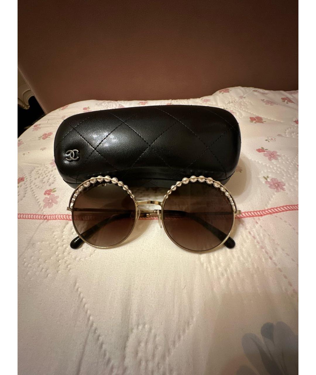 CHANEL Коричневые металлические солнцезащитные очки, фото 5