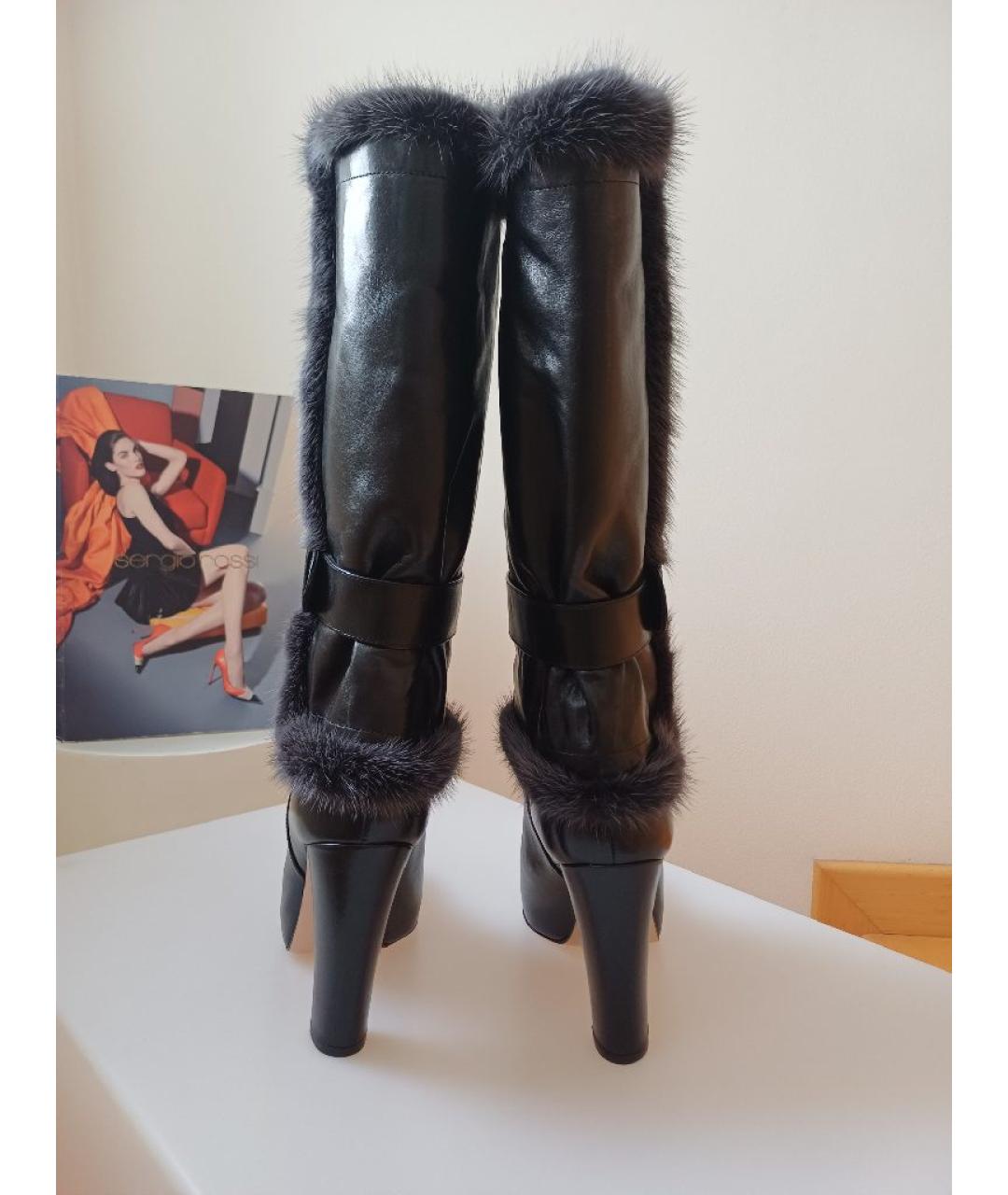 GIANVITO ROSSI Черные кожаные сапоги, фото 7