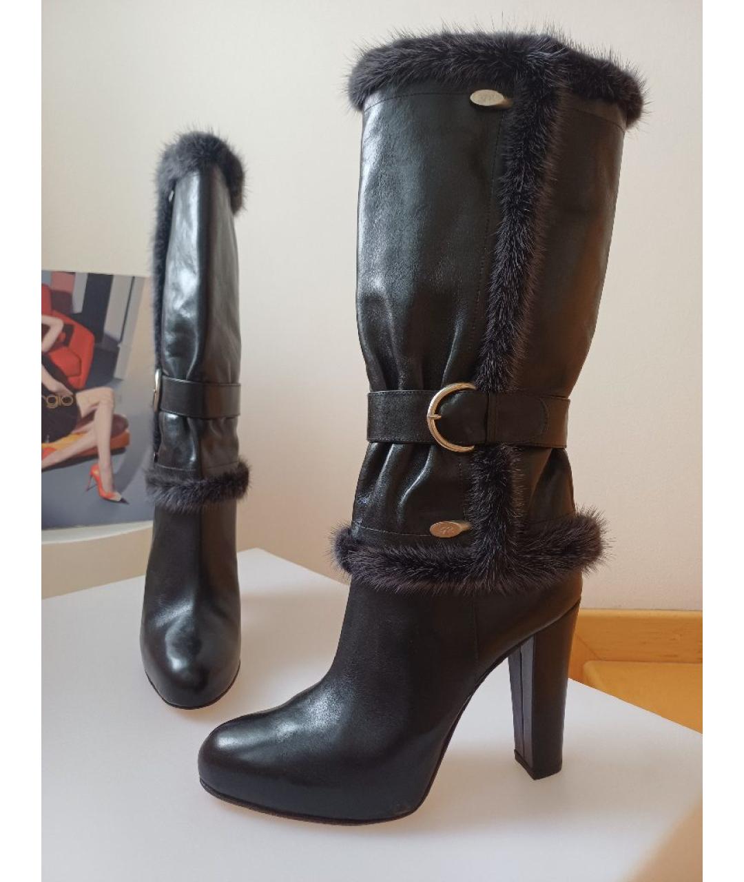 GIANVITO ROSSI Черные кожаные сапоги, фото 4