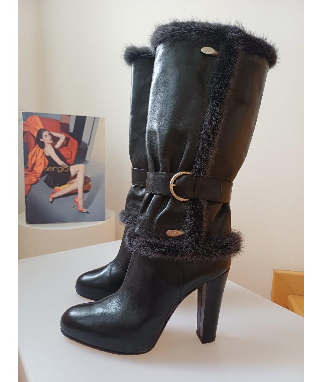 GIANVITO ROSSI Черные кожаные сапоги, фото 2