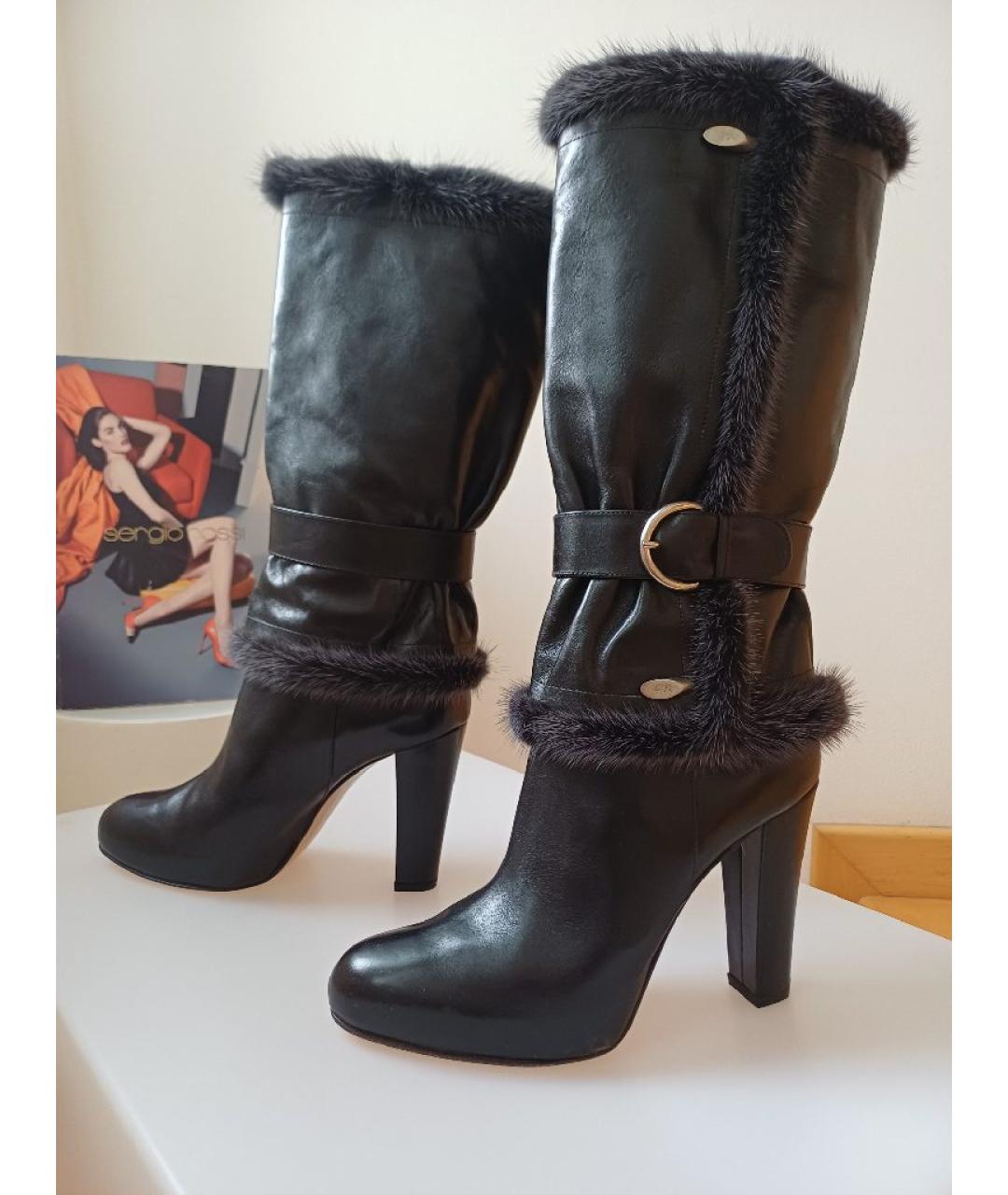 GIANVITO ROSSI Черные кожаные сапоги, фото 3