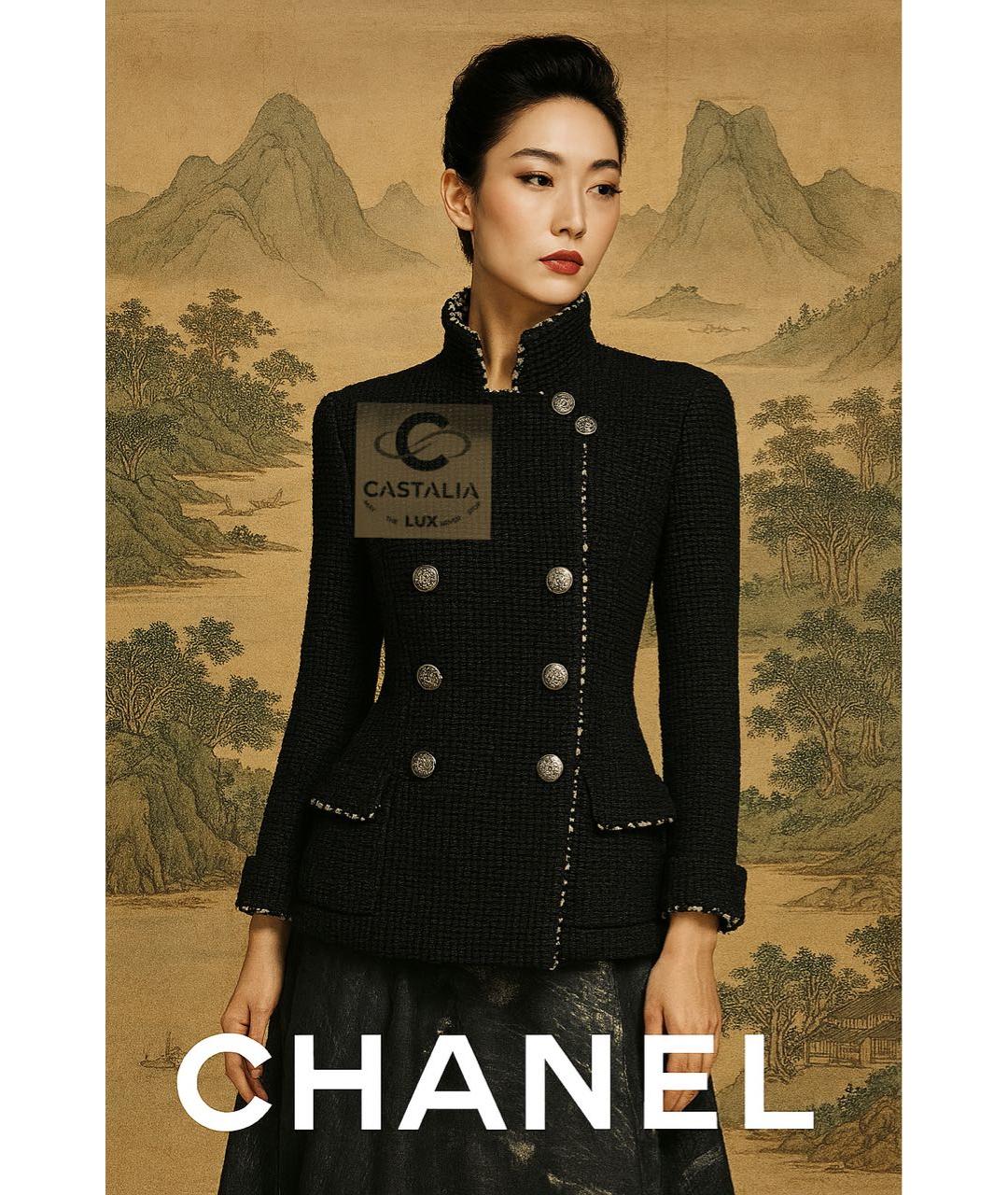 CHANEL Черный твидовый жакет/пиджак, фото 4