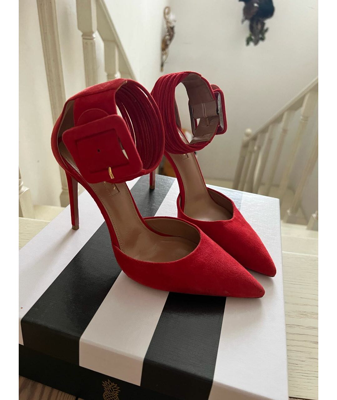 AQUAZZURA Красные замшевые туфли, фото 7