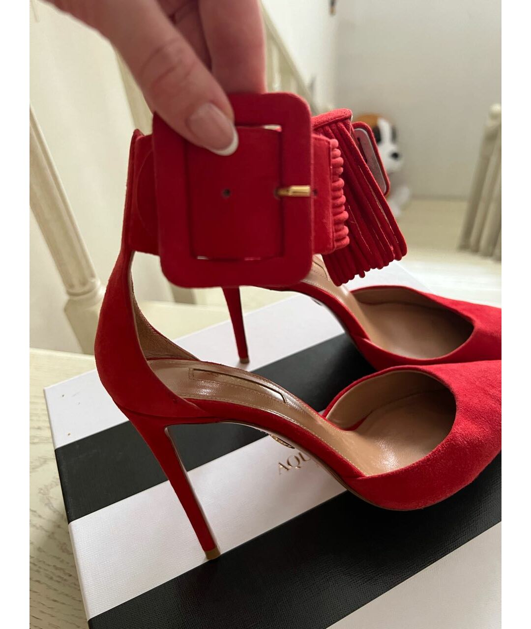 AQUAZZURA Красные замшевые туфли, фото 4