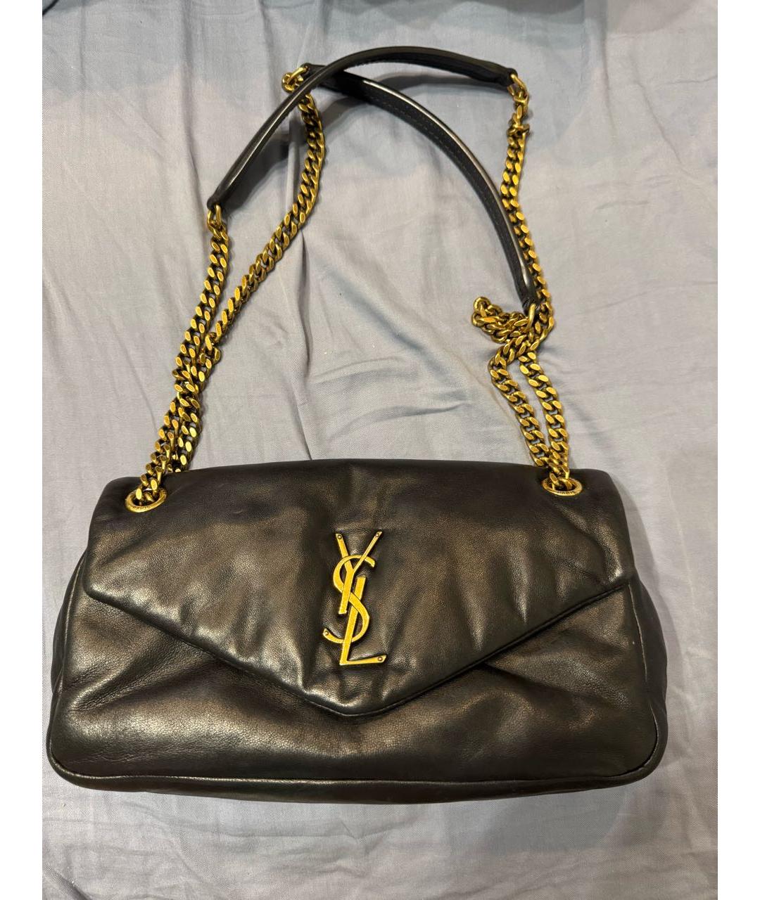 SAINT LAURENT Черная кожаная сумка с короткими ручками, фото 5