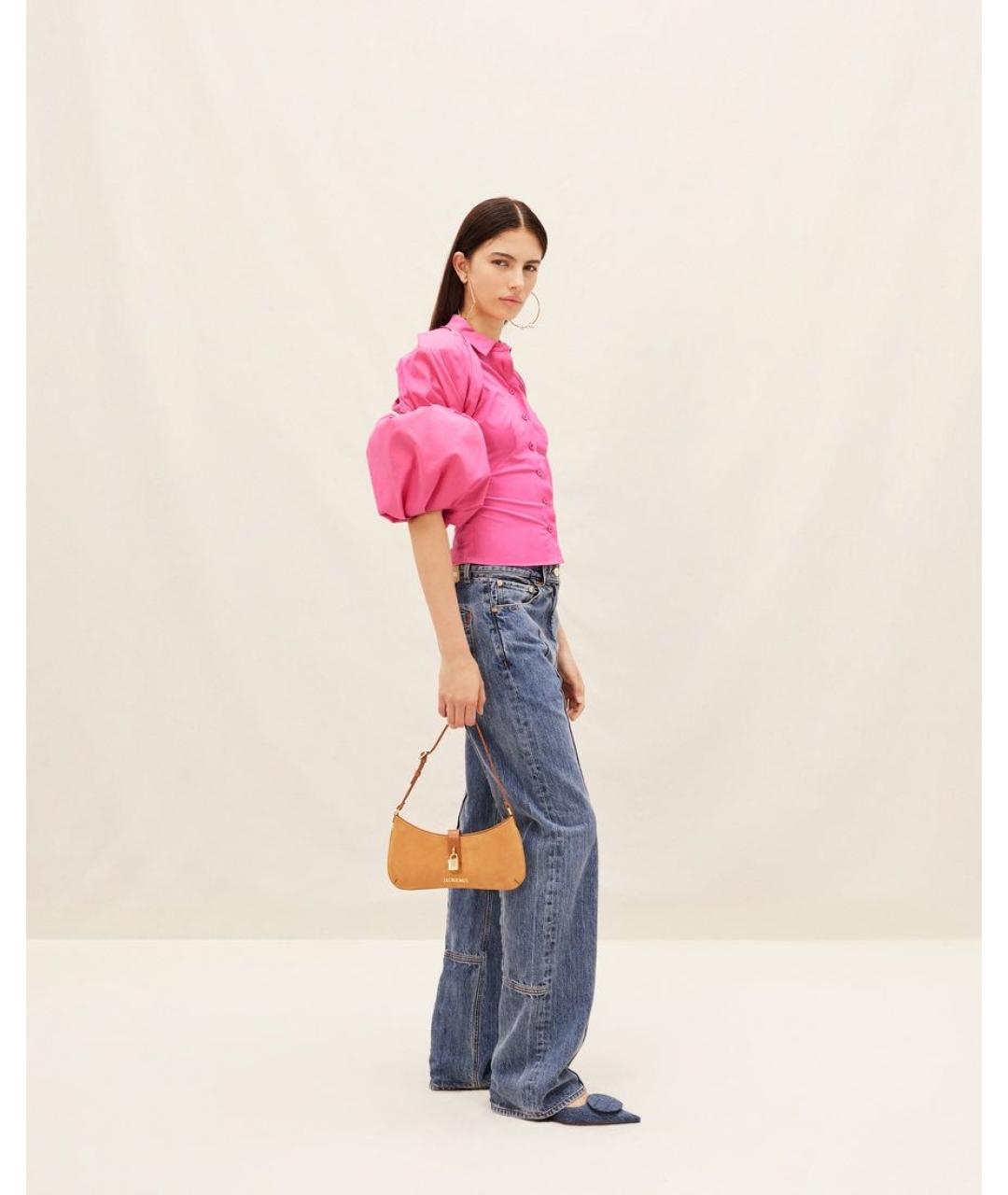 JACQUEMUS Фуксия хлопко-эластановая рубашка, фото 4