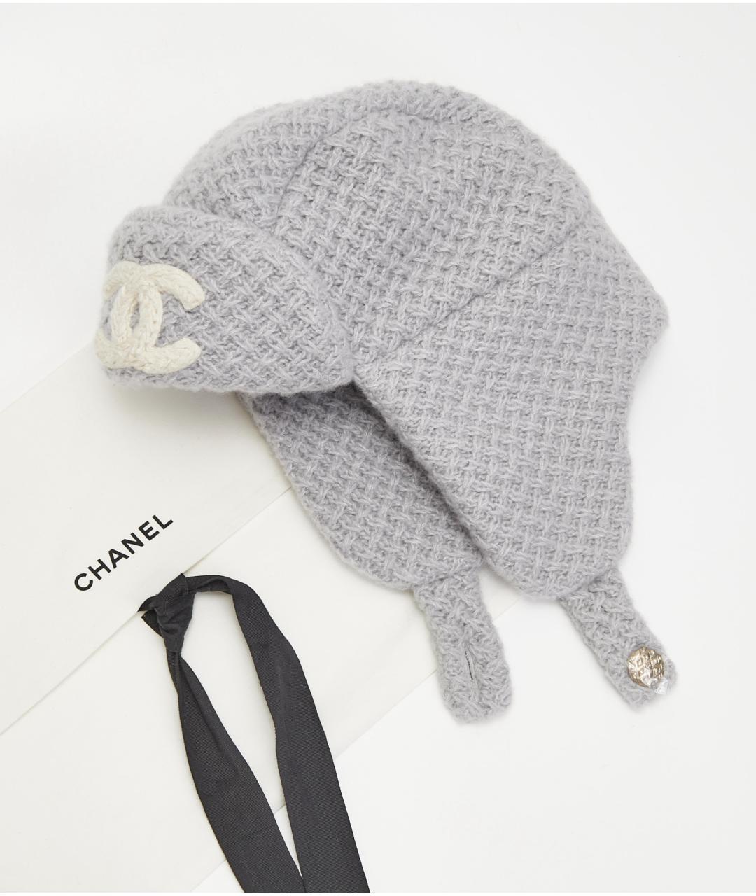 CHANEL Серая кашемировая шапка, фото 3