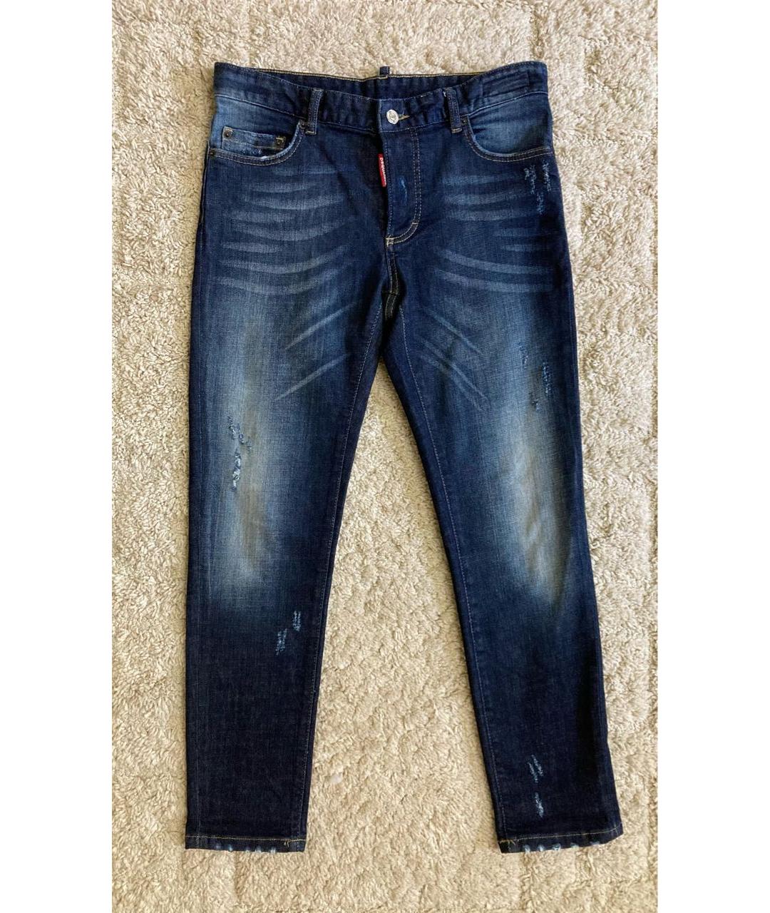 DSQUARED2 Синие хлопковые джинсы слим, фото 8