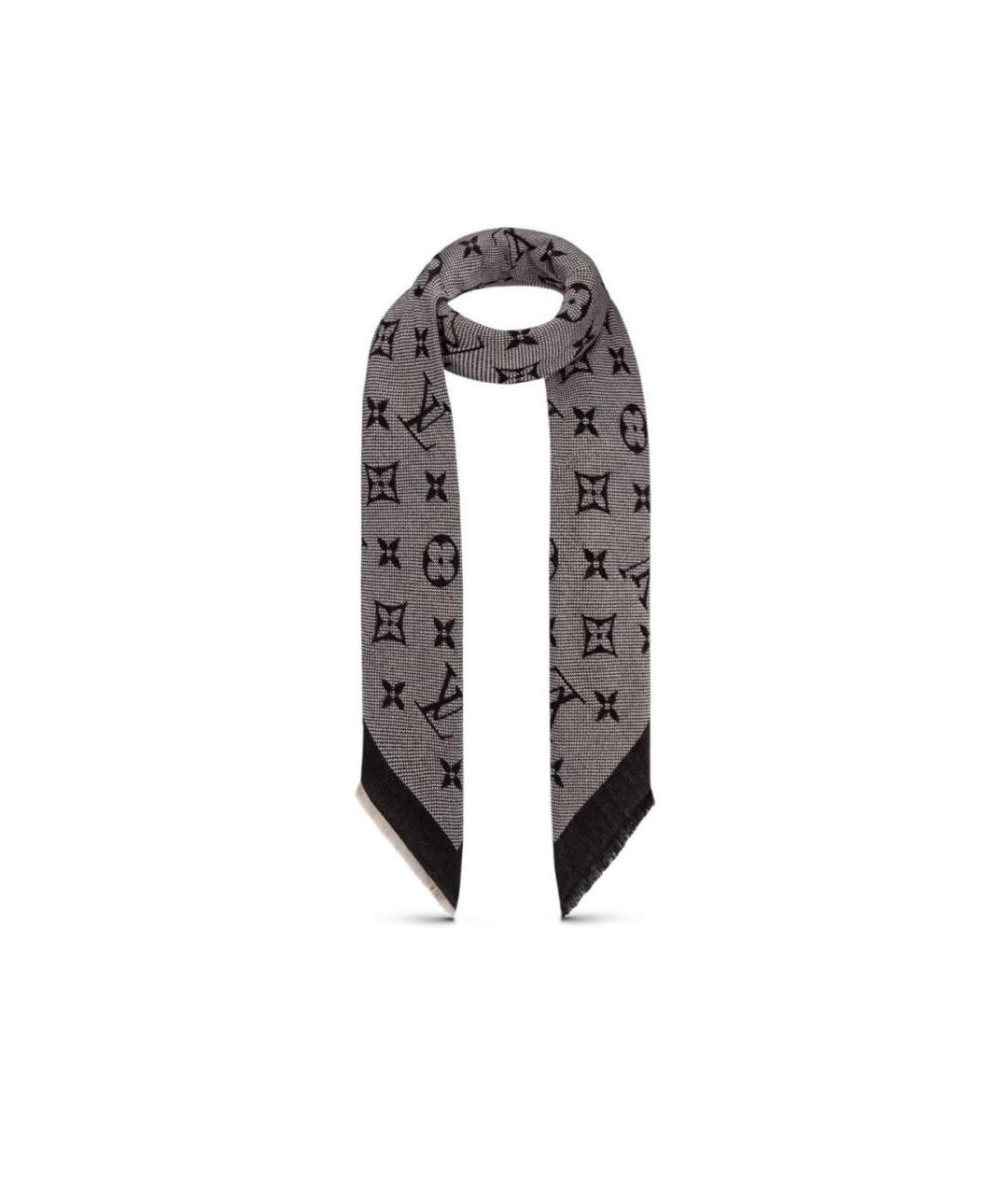 LOUIS VUITTON Антрацитовый шерстяной платок, фото 3