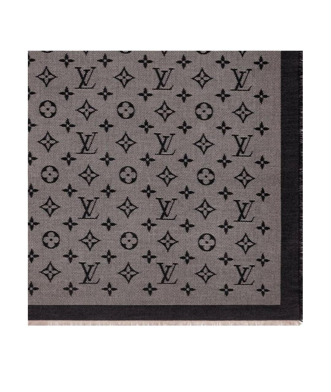 LOUIS VUITTON Антрацитовый шерстяной платок, фото 2