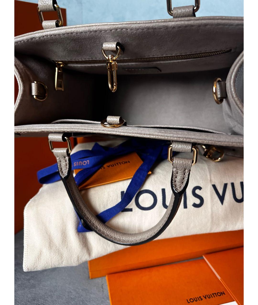 LOUIS VUITTON Бежевая кожаная сумка тоут, фото 4