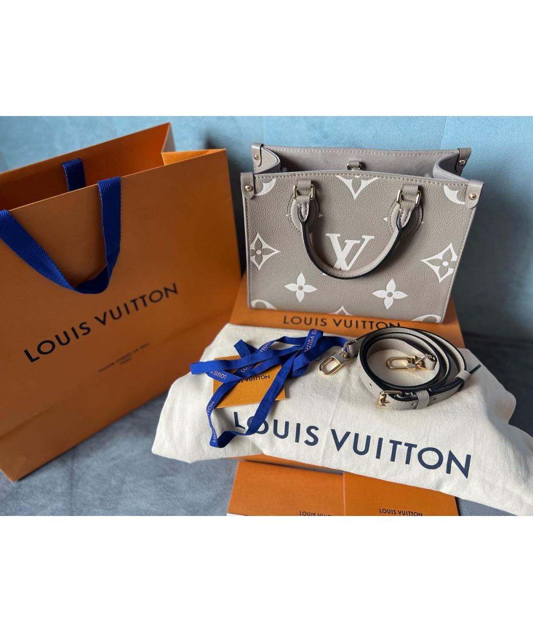 LOUIS VUITTON Бежевая кожаная сумка тоут, фото 2