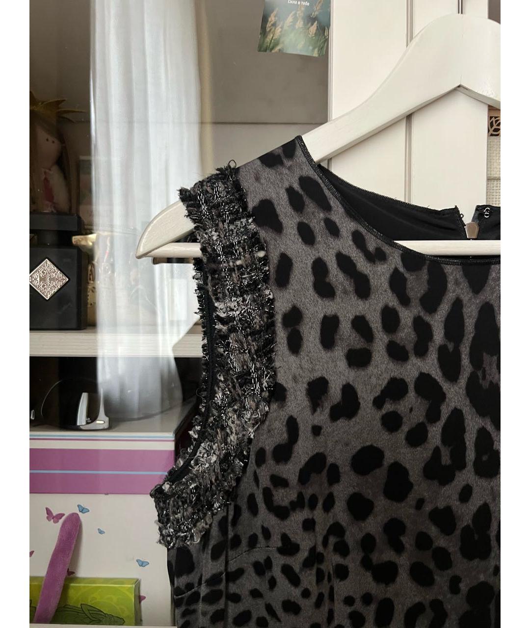 DOLCE&GABBANA Антрацитовое вискозное коктейльное платье, фото 4
