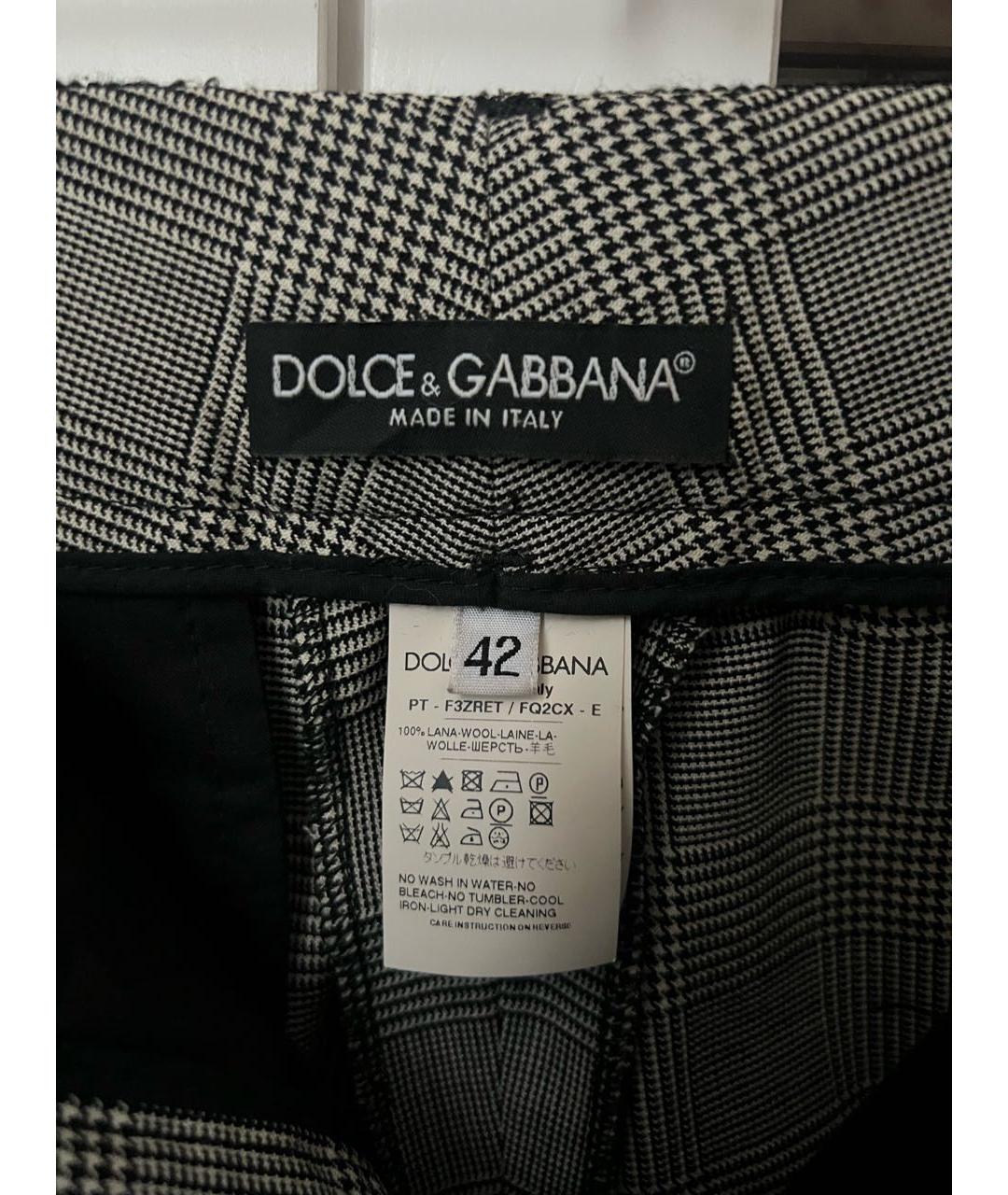 DOLCE&GABBANA Серые шерстяные прямые брюки, фото 4