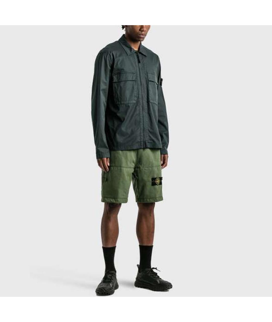STONE ISLAND Зеленые хлопковые шорты, фото 5