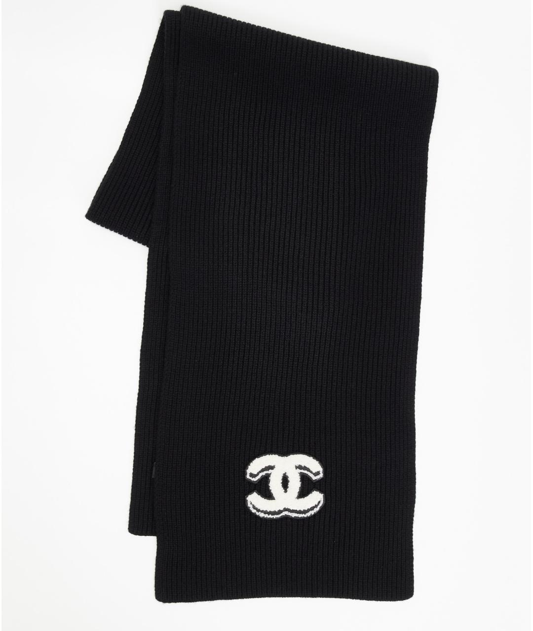 CHANEL Черный кашемировый шарф, фото 4