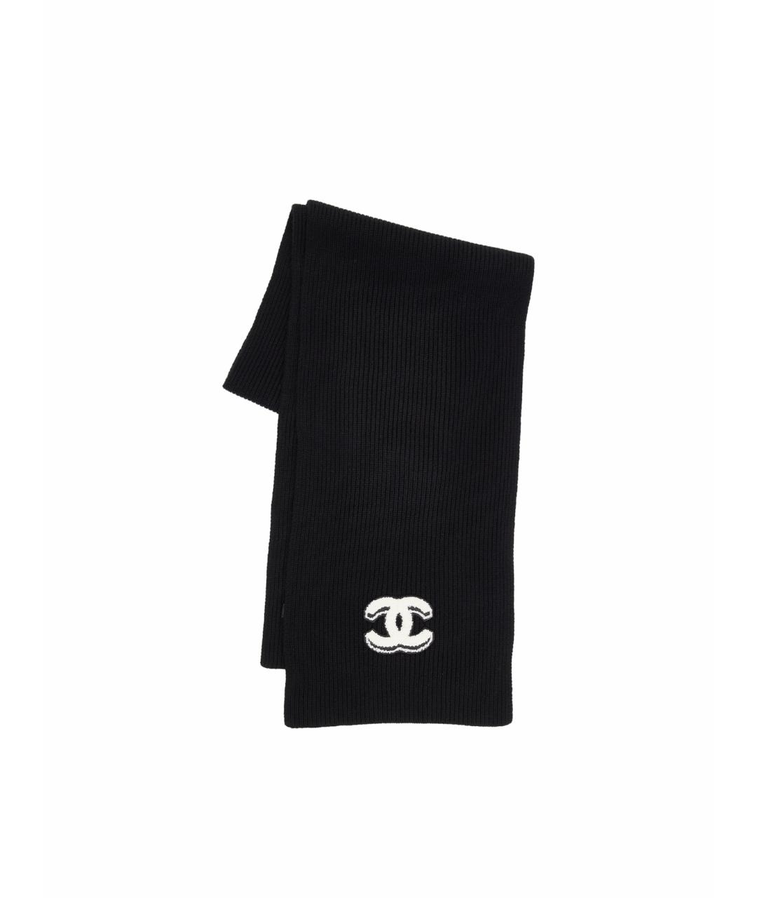 CHANEL Черный кашемировый шарф, фото 1