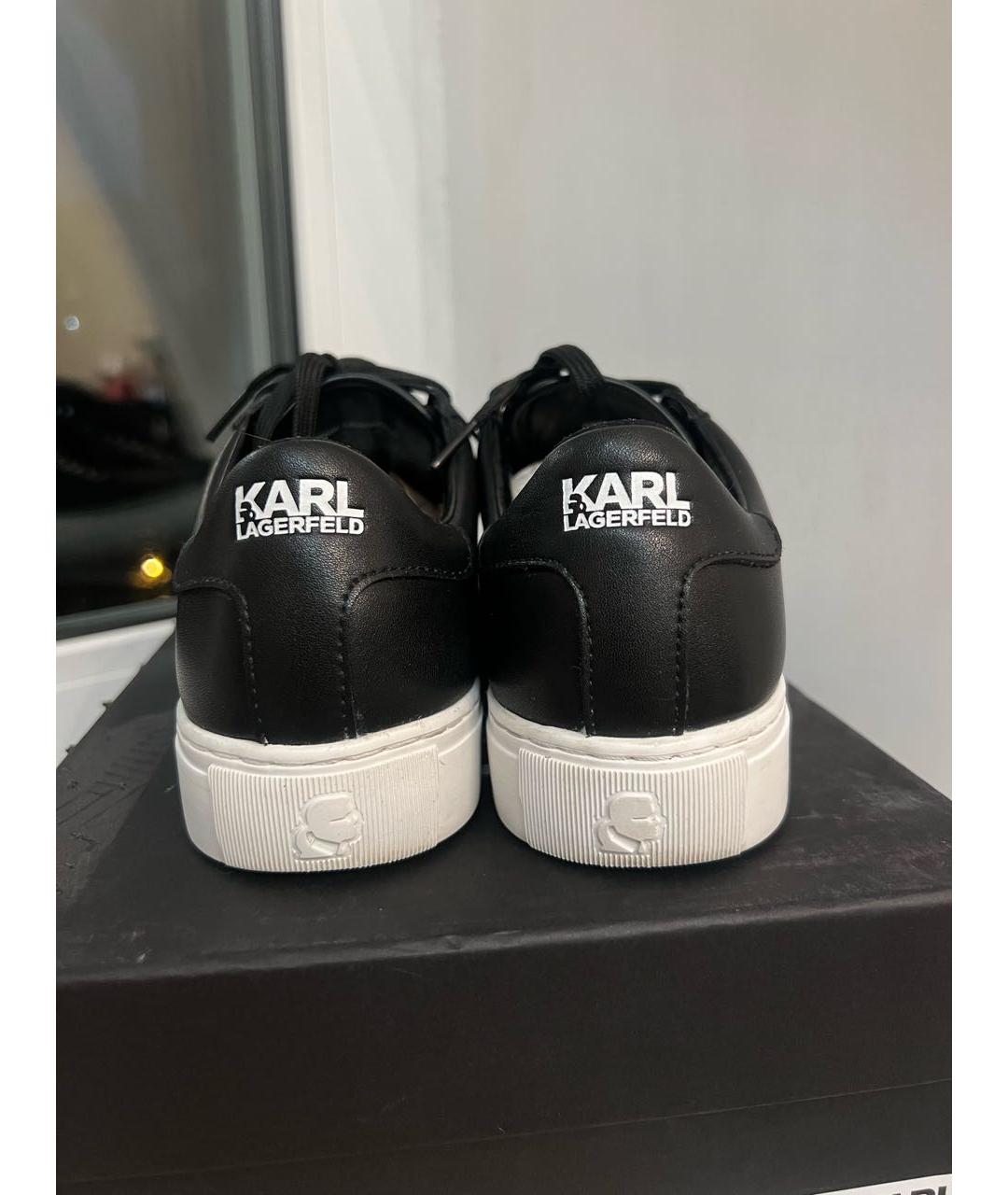 KARL LAGERFELD Черные кожаные кеды, фото 4