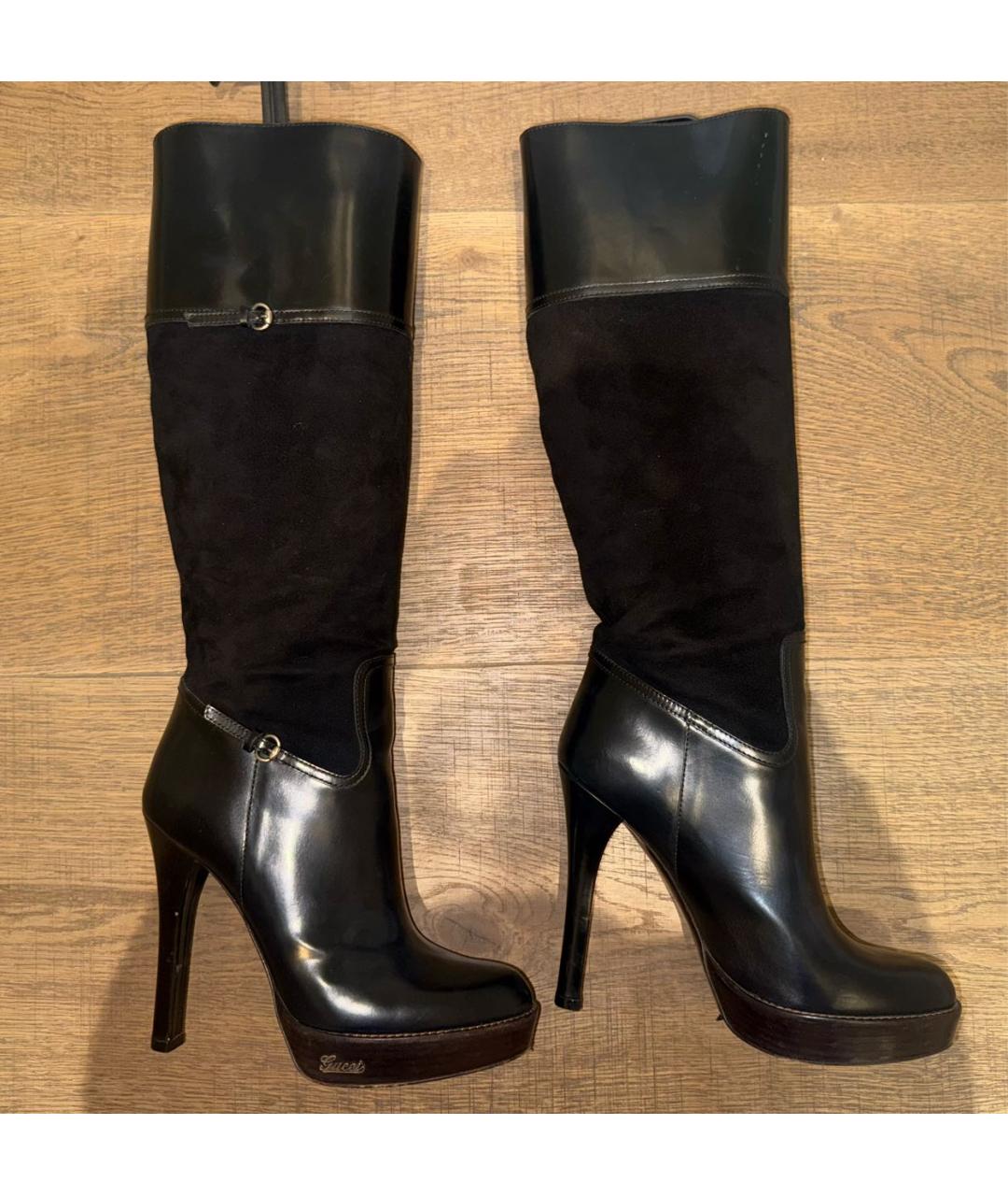 GUCCI Черные кожаные сапоги, фото 3