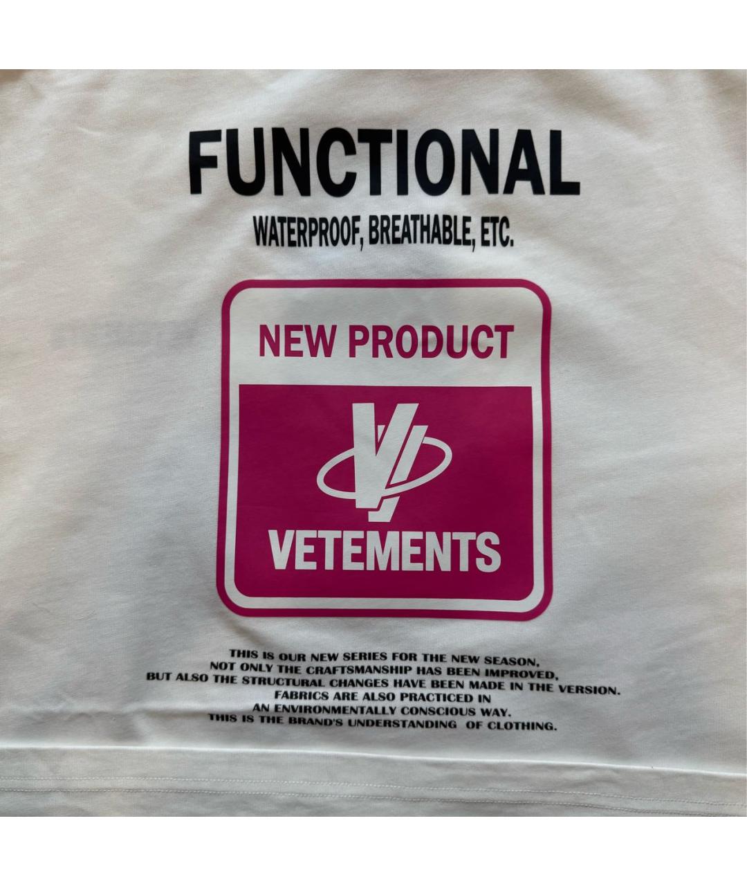 VETEMENTS Белая хлопковая футболка, фото 3