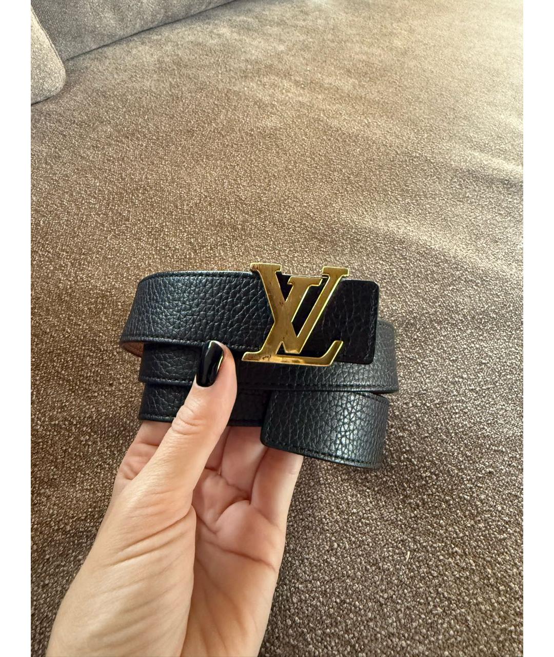 LOUIS VUITTON Черный кожаный ремень, фото 6