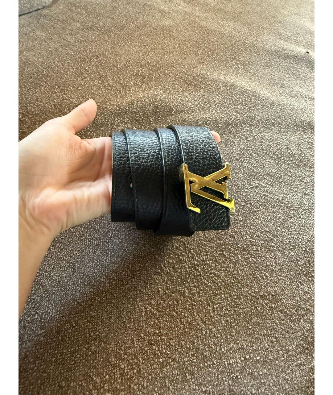 LOUIS VUITTON Черный кожаный ремень, фото 3