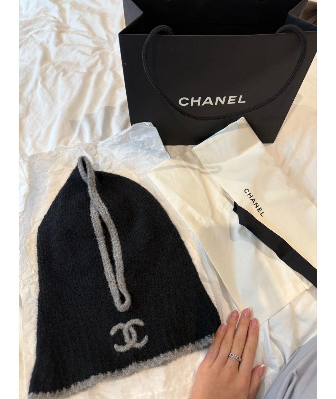 CHANEL Антрацитовая шерстяная шапка, фото 5