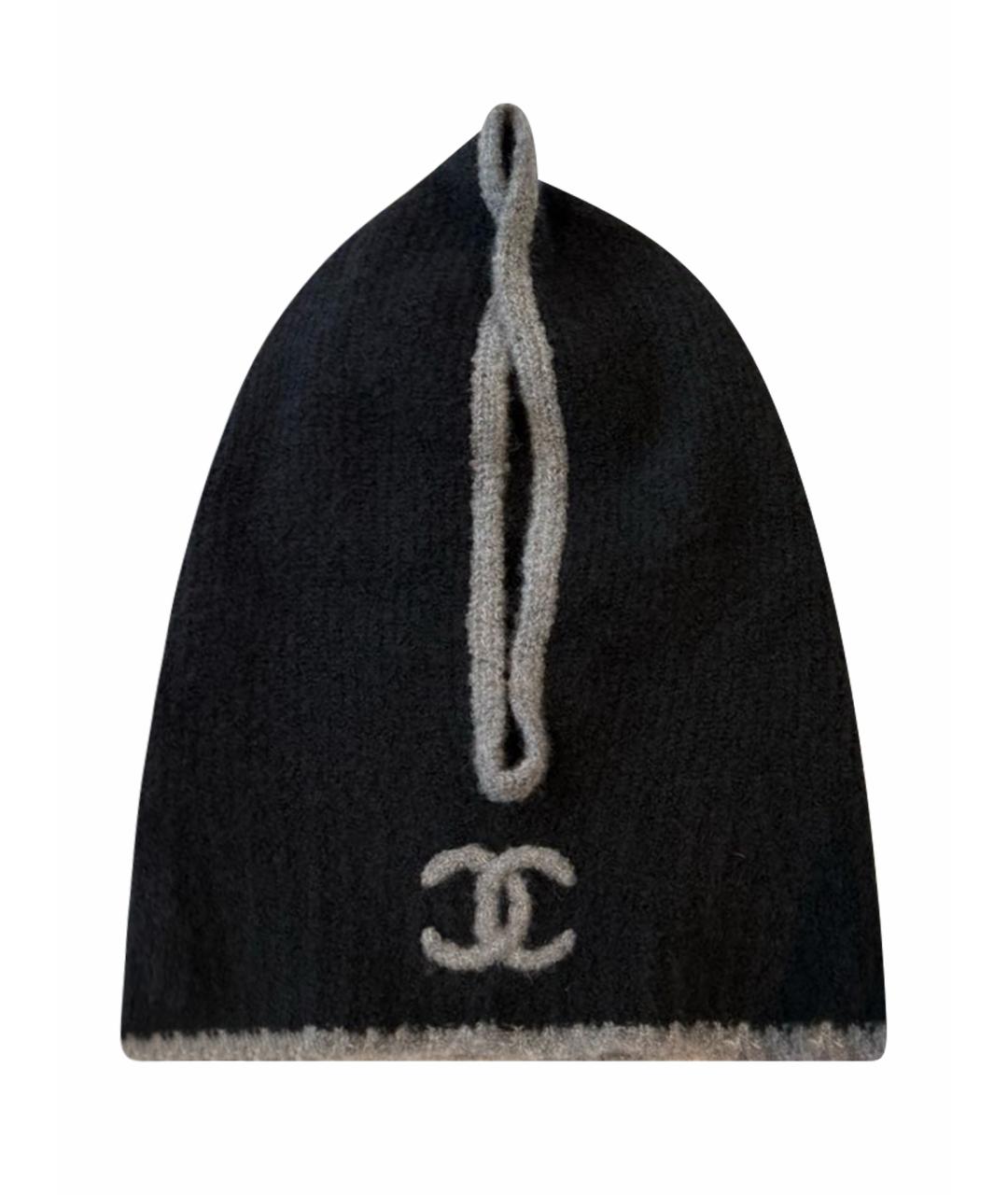 CHANEL Антрацитовая шерстяная шапка, фото 1