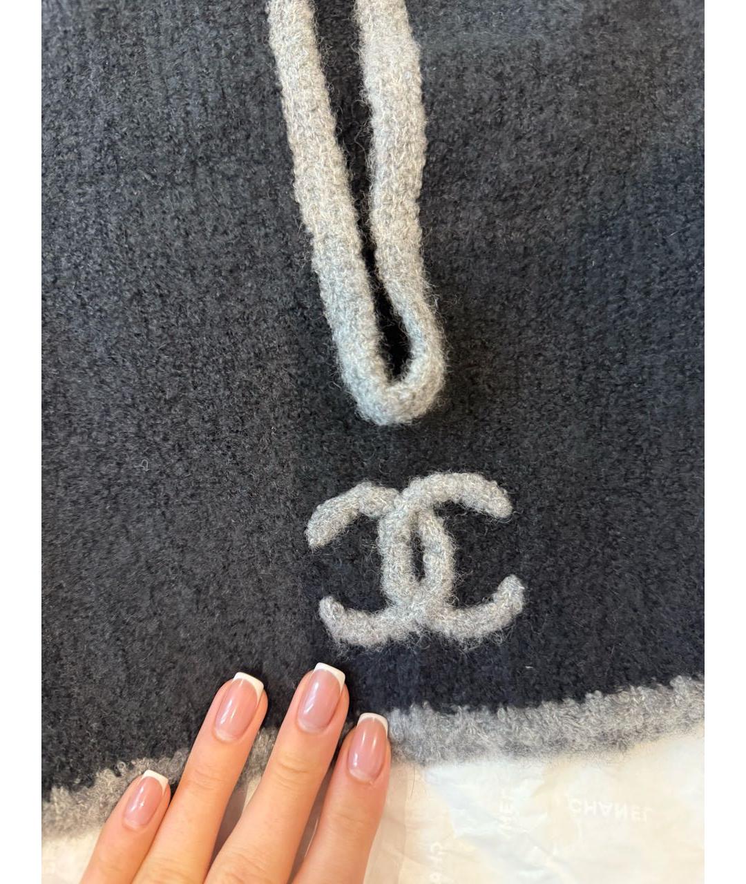 CHANEL Антрацитовая шерстяная шапка, фото 2
