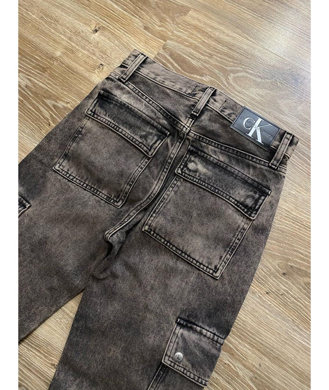 CALVIN KLEIN Коричневые хлопко-эластановые джинсы клеш, фото 8